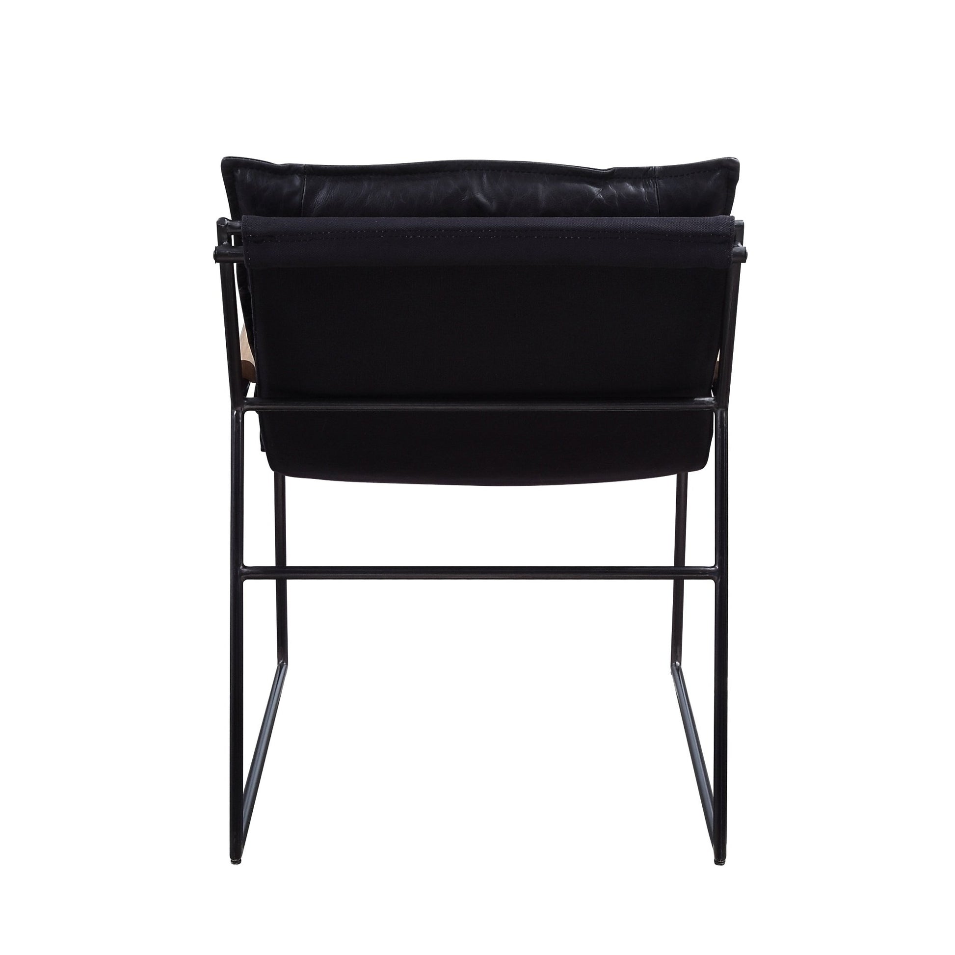 ACME Luberzo Accent Chair in Distress Espresso Top Grain Leather & Matt Iron Finish 59946 - Groovy Boardz