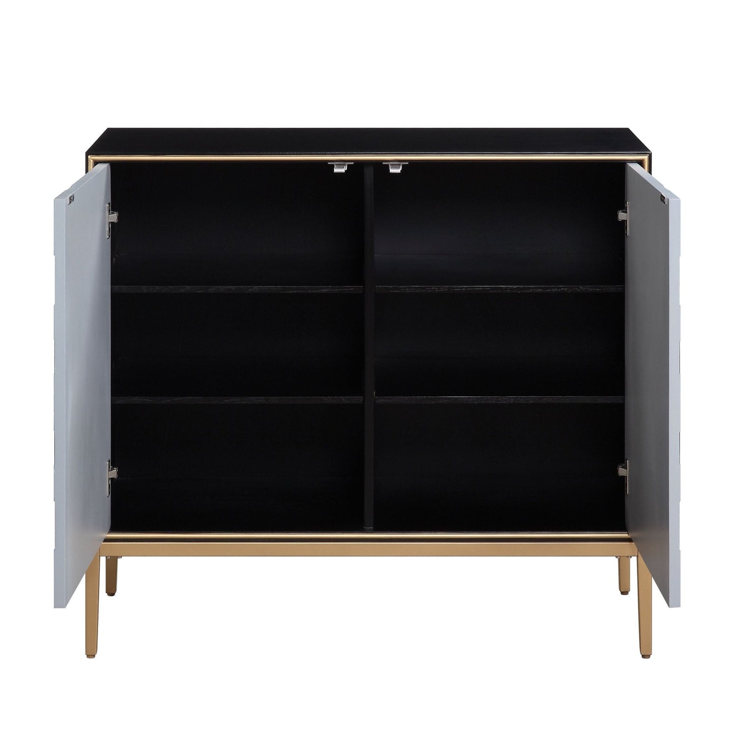 ACME Quilla Console Table in Black, Gray & Brass Finish AC00200 - Groovy Boardz