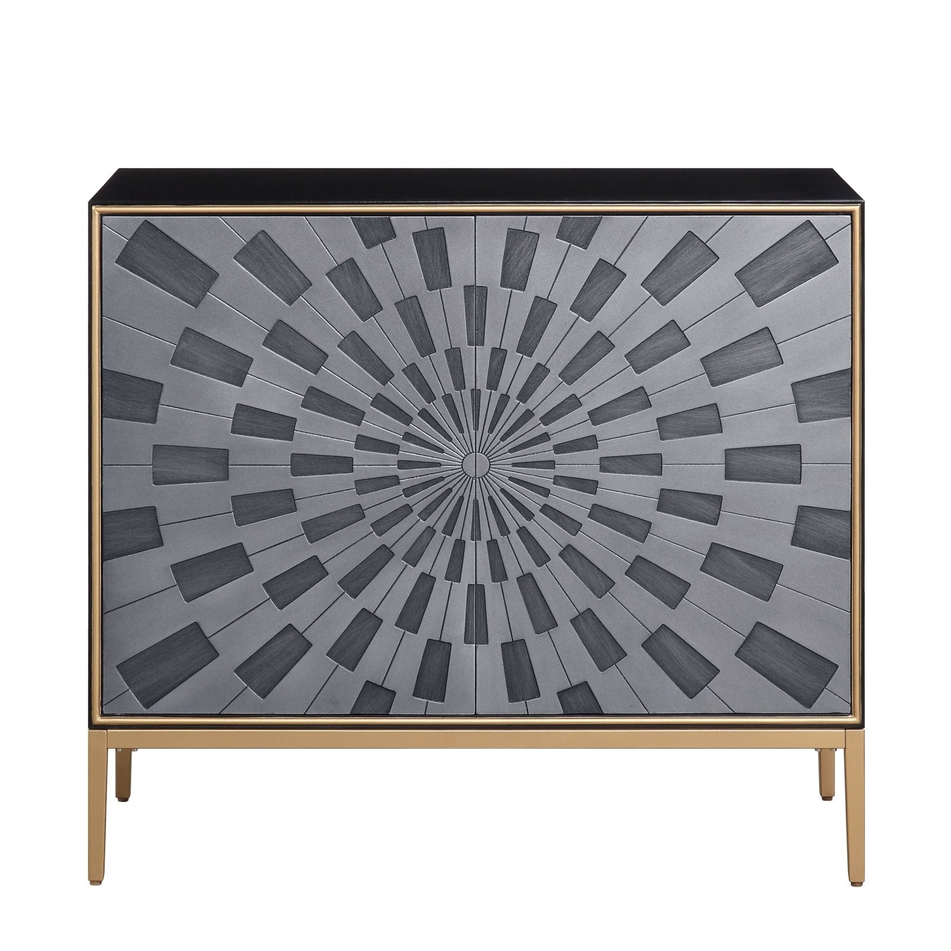 ACME Quilla Console Table in Black, Gray & Brass Finish AC00200 - Groovy Boardz