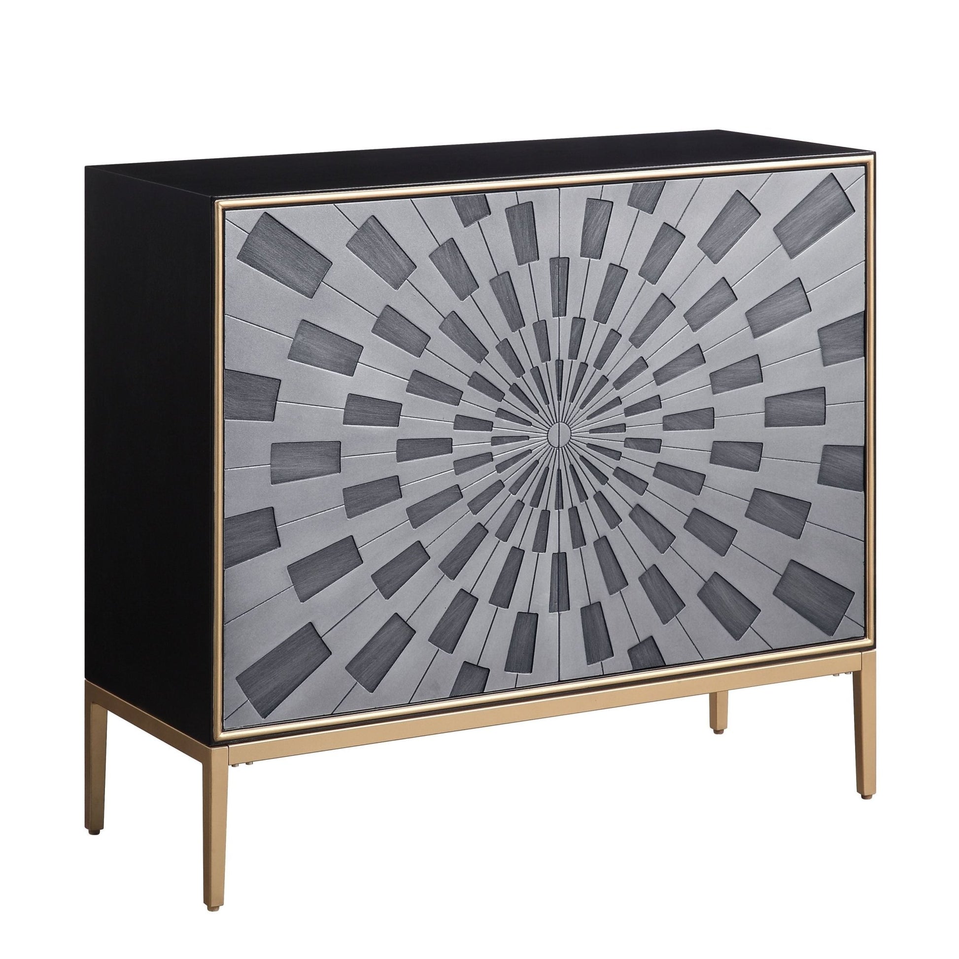 ACME Quilla Console Table in Black, Gray & Brass Finish AC00200 - Groovy Boardz