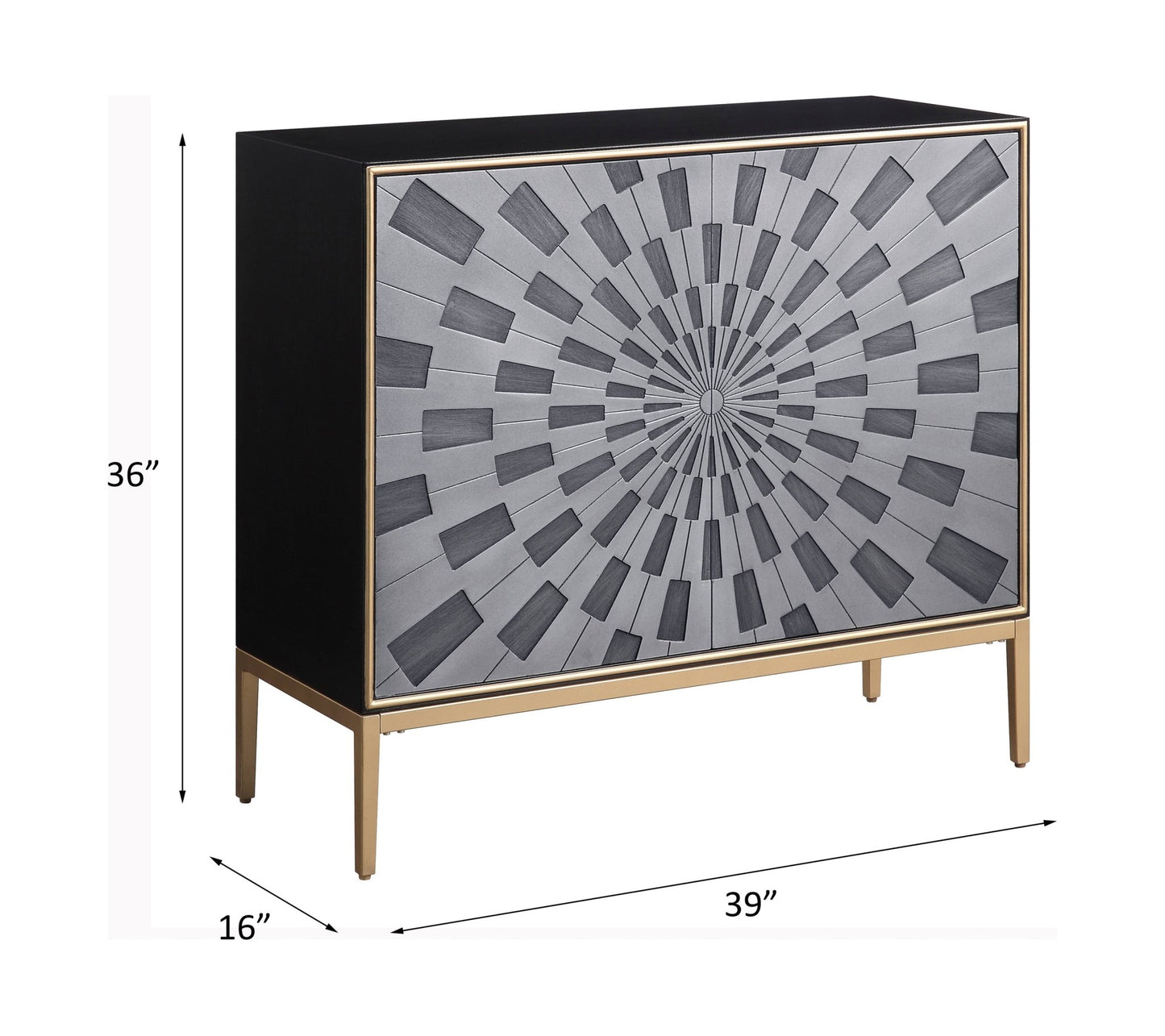 ACME Quilla Console Table in Black, Gray & Brass Finish AC00200 - Groovy Boardz