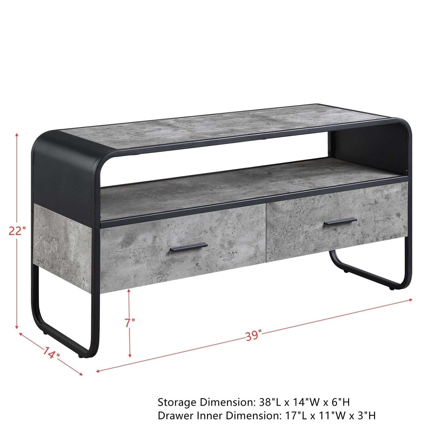 ACME Raziela TV Stand, Concrete Gray & Black Finish LV01143 - Groovy Boardz