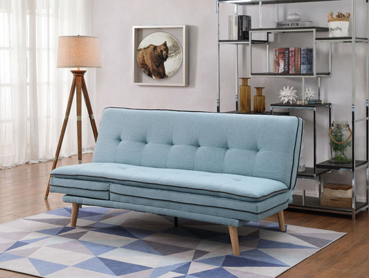 ACME Savilla Adjustable Sofa, Blue Linen & Oak Finish 57162 - Groovy Boardz