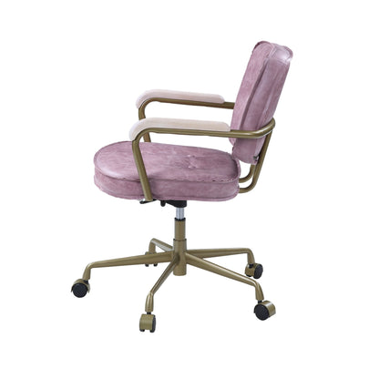 ACME Siecross Office Chair in Pink Top Grain Leather OF00400 - Groovy Boardz