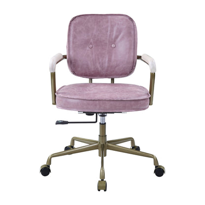 ACME Siecross Office Chair in Pink Top Grain Leather OF00400 - Groovy Boardz