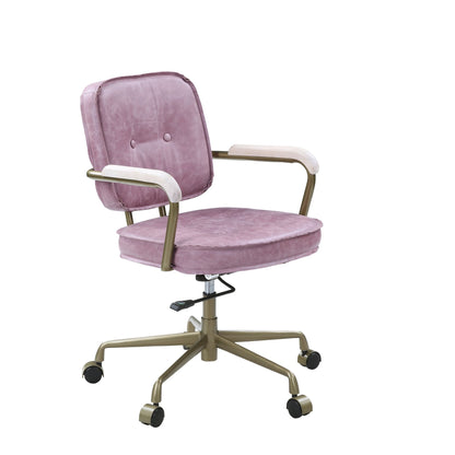 ACME Siecross Office Chair in Pink Top Grain Leather OF00400 - Groovy Boardz