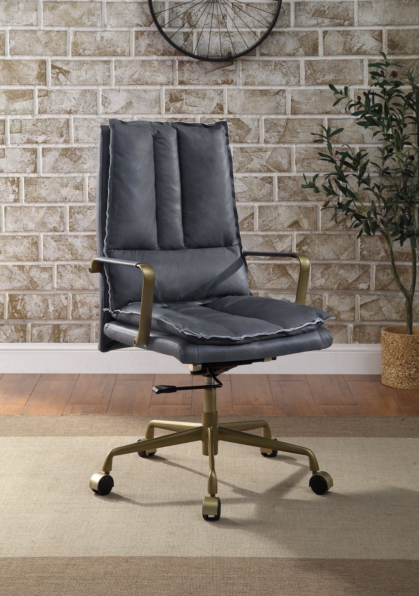 ACME Tinzud Office Chair, Gray Leather 93165 - Groovy Boardz