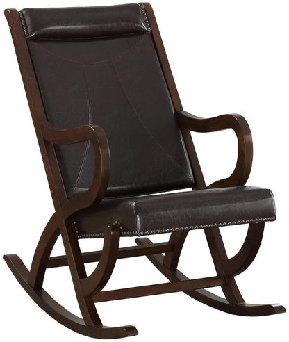 ACME Triton Rocking Chair in Espresso PU & Walnut 59535 - Groovy Boardz