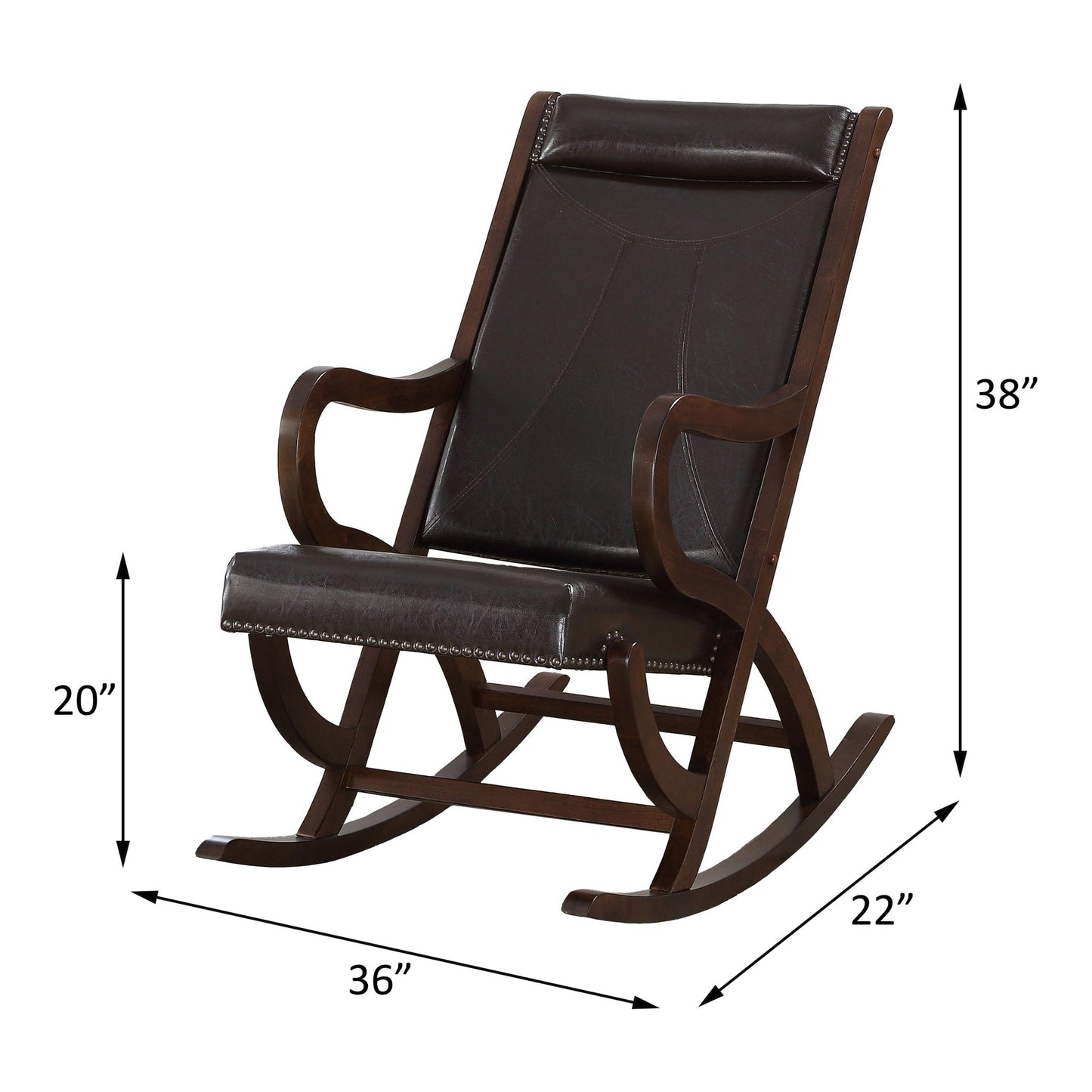 ACME Triton Rocking Chair in Espresso PU & Walnut 59535 - Groovy Boardz