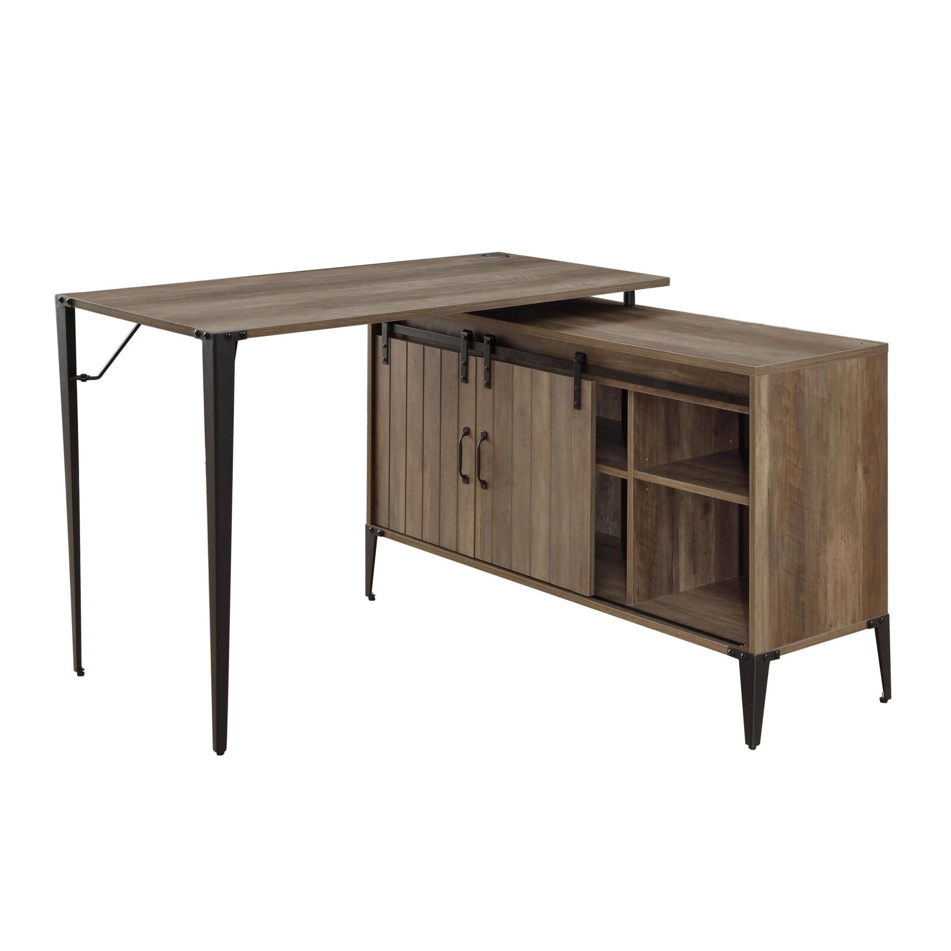 ACME Zakwani Writing Desk, Rustic Oak & Black Finish OF00010 - Groovy Boardz