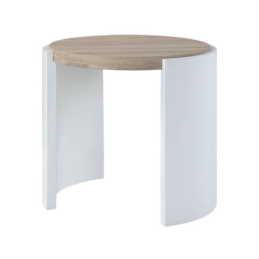 ACME Zoma End Table, White High Gloss & Oak Finish LV02415 - Groovy Boardz