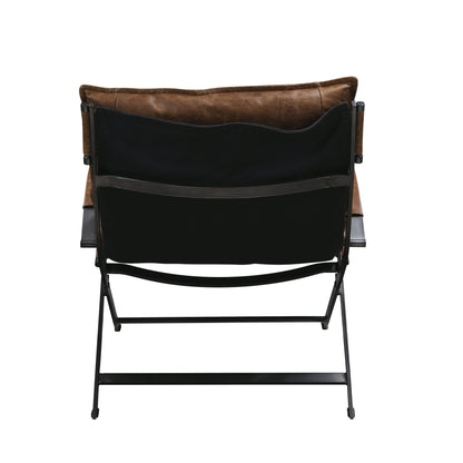 ACME Zulgaz Accent Chair in Cocoa Top Grain Leather & Matt Iron Finish 59951 - Groovy Boardz