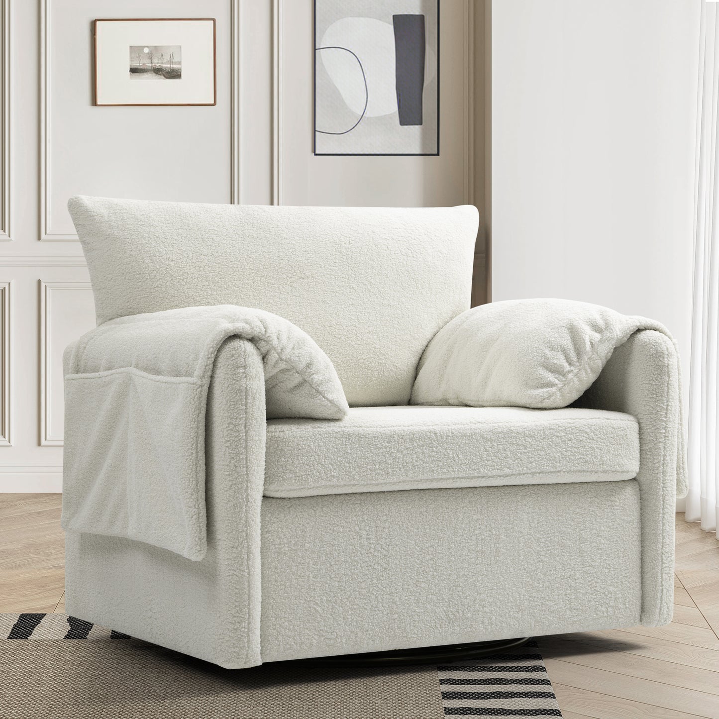 Oversized Swivel Armchair - Modern Swivel Accent Chair & Single Sofa Lounge,Comfortable Seating for Living Room & Bedroom