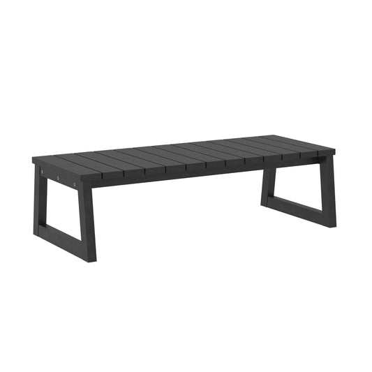 Modern Solid Wood Slat-Top Outdoor Coffee Table – Black Wash