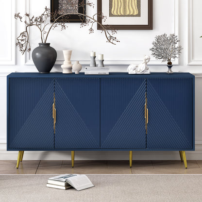 U_STYLE Stylish Sideboard with Wave Geometric Design, Conical Legs, Adjustable, Suitable for Study, Entryway and Living Room