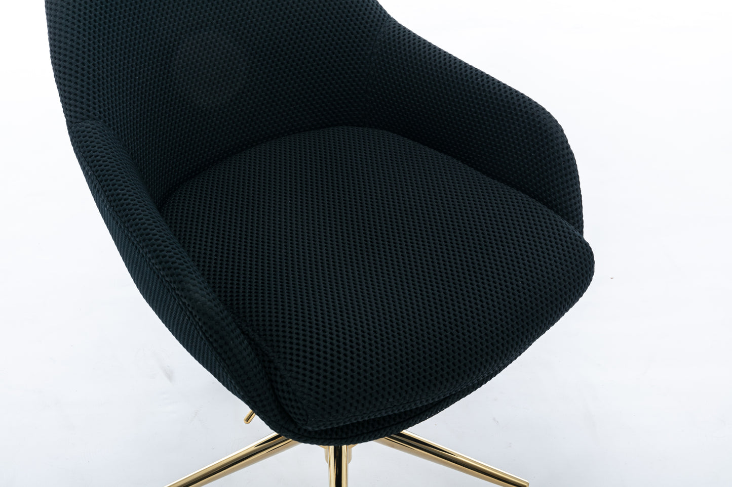 046-Mesh Fabric Home Office 360°Swivel Chair Adjustable Height With Gold Metal Base,Black