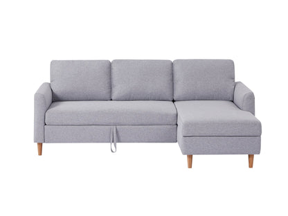 Adjustable L-Shaped Sofa Bed With Chaise Light Grey, Upholstered Fabric Sleeper Sectional Sofa with Chaise Modern Craftsmanship Fashion Sofa Set, Apartment Living Room Sofa with for Small Space - Groovy Boardz