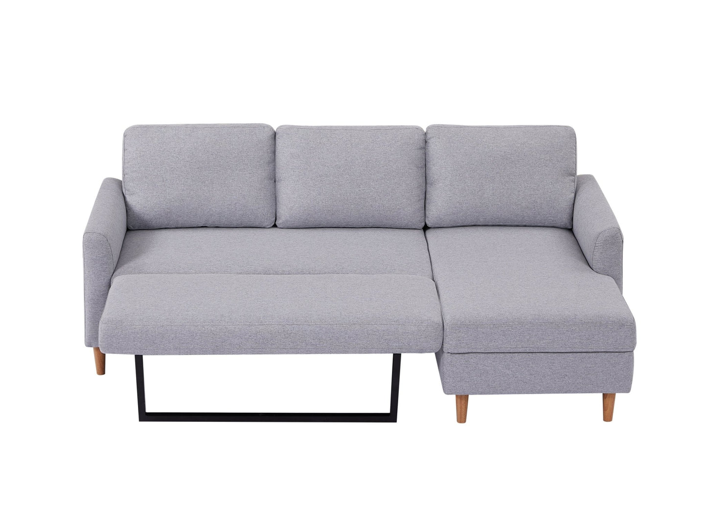 Adjustable L-Shaped Sofa Bed With Chaise Light Grey, Upholstered Fabric Sleeper Sectional Sofa with Chaise Modern Craftsmanship Fashion Sofa Set, Apartment Living Room Sofa with for Small Space - Groovy Boardz