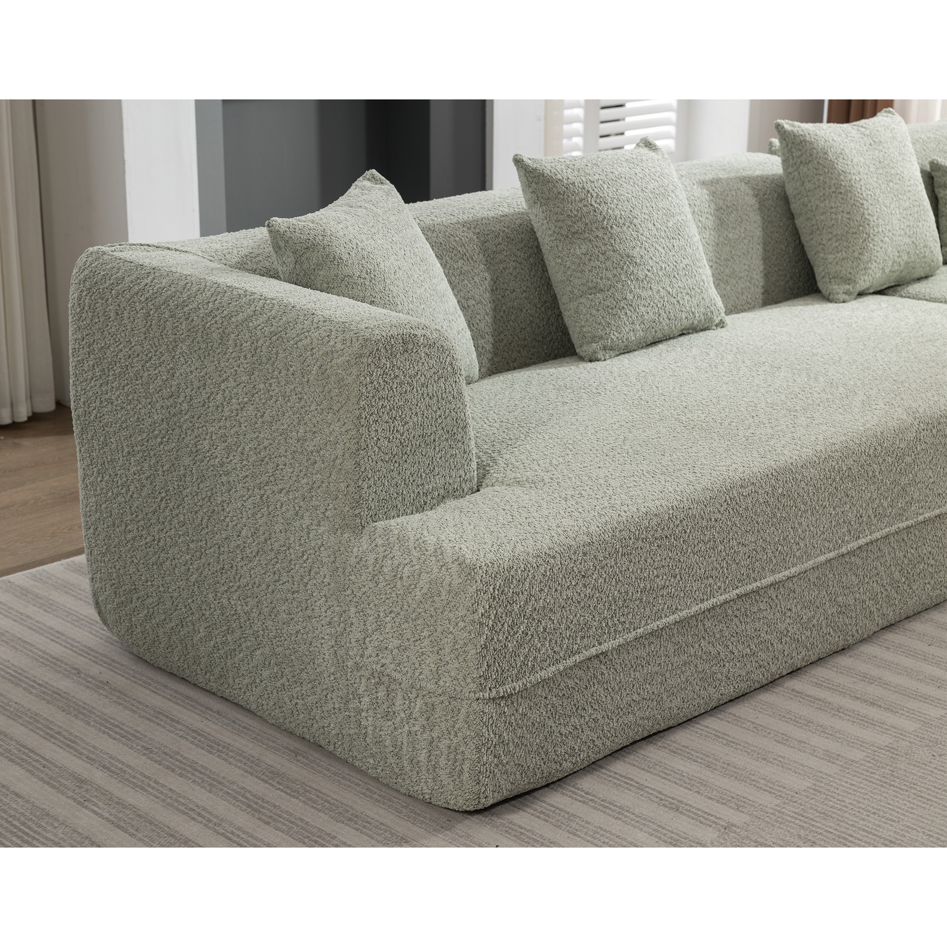 [VIDEO PROVIDED][ New And Upgraded Extended Edition]Modular sofa , modern minimalist style sofa,  upholstered ,  free combination, round fiber fabric, anti-wrinkle fabric,Dimension extension,Green