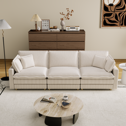 Modular Sectional Sofa,Deep Seat Couch for Living Room , 4 Pillow, Modern L-Shaped Sofa for Living Room Bedroom Apartment,BEIGE