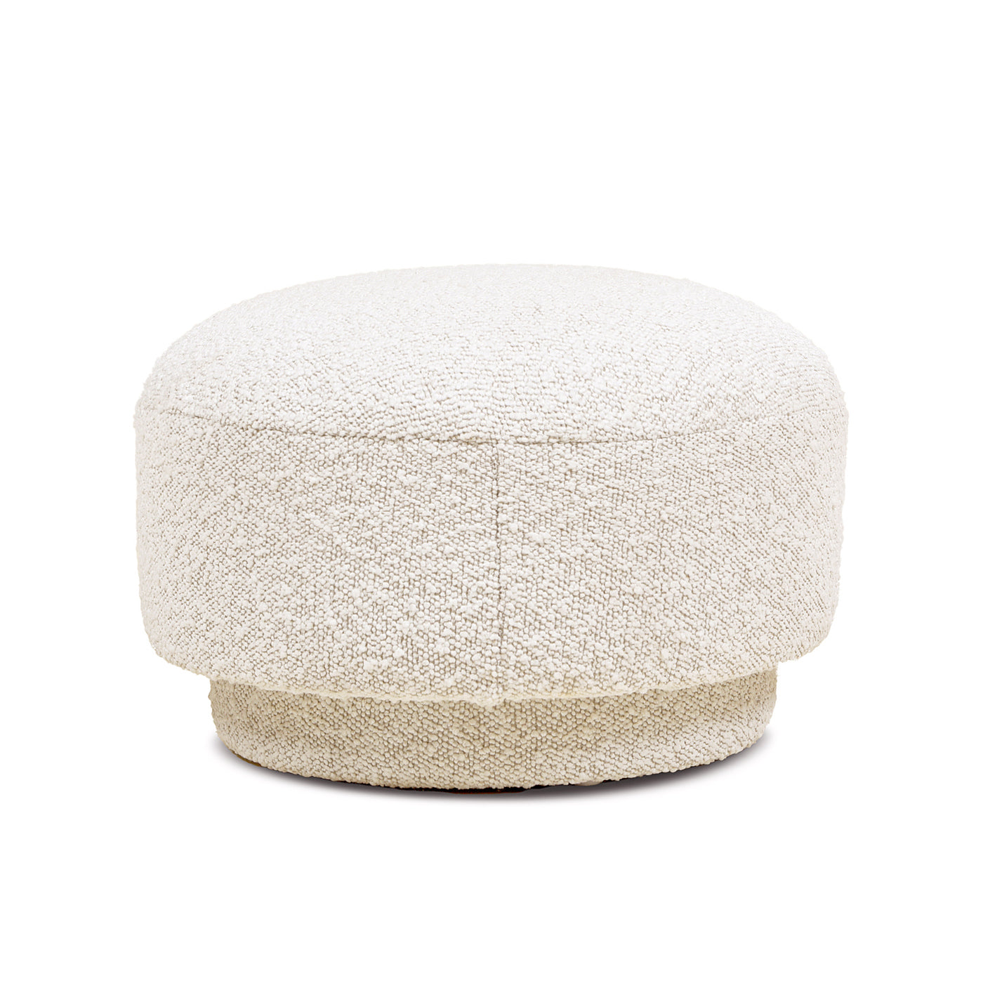 Fuji 15" Mushroom Footstool Ottoman, Ivory White Boucle