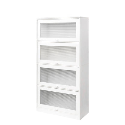 Bookcase Contemporary Closed Back Glass Doors Office Storage Cabinet Floor-to-Ceiling Low Cabinet Bookcase Against Wall Dustproof Bookshelf