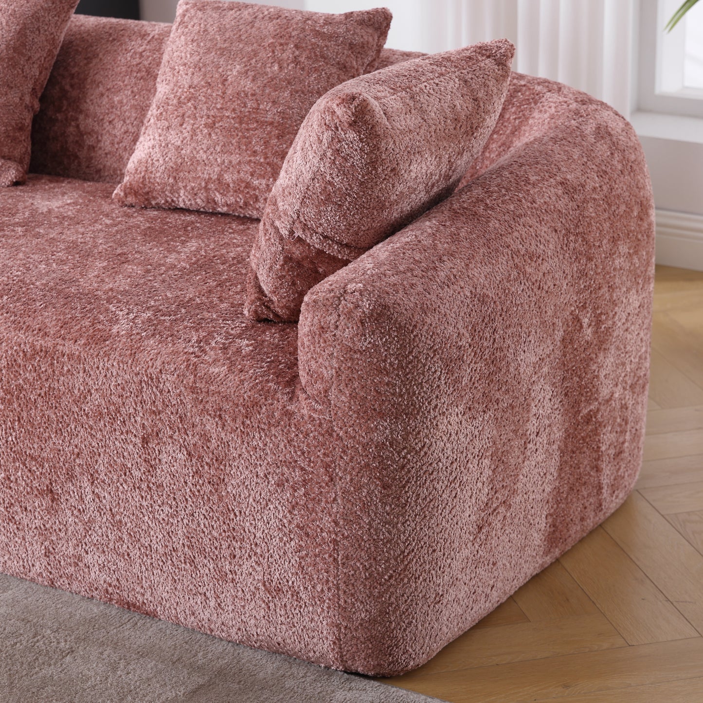 COOLMORE Boucle Sofa 3 Seater for Living Room Oversized Comfy Sofa L-Shape Sofa Couch with Chaise Home Furniture Sleeper Sectional Sofa for Apartment, Office Left Hand Facing (Pink)