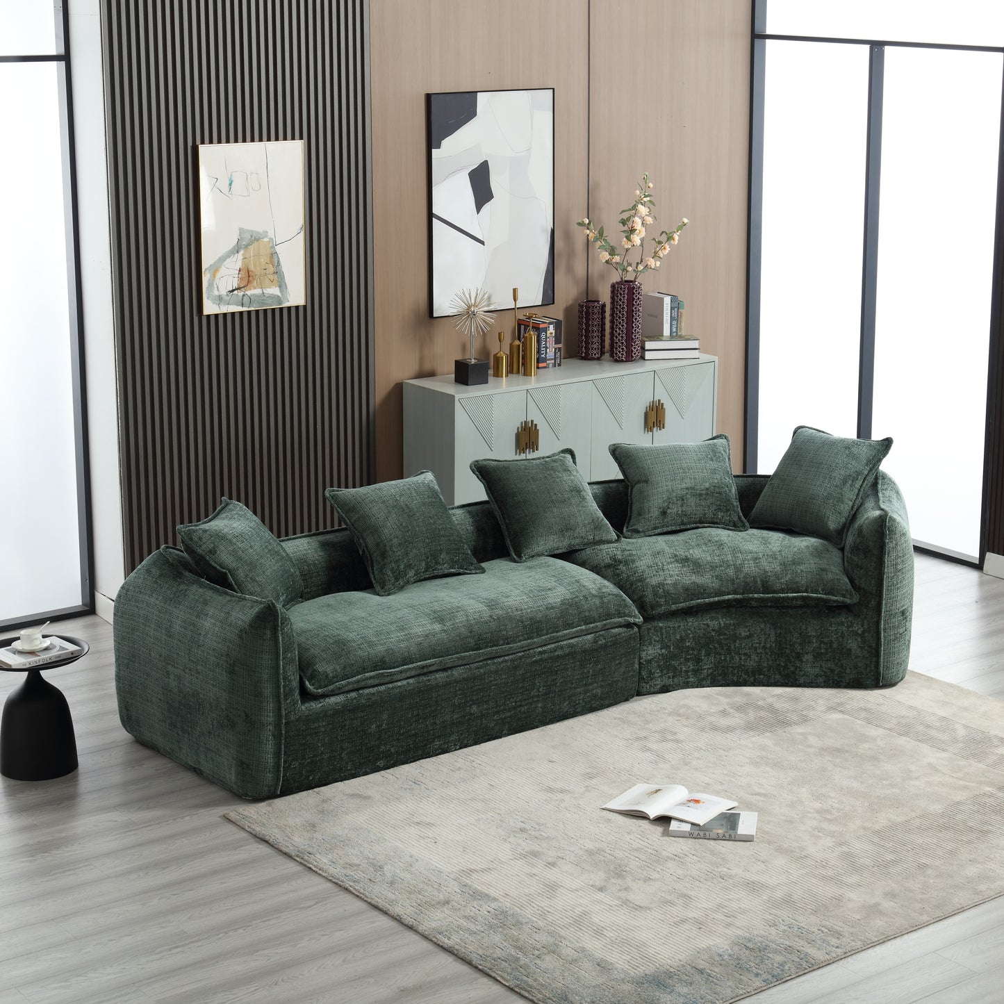 Modular Sectional Sofa, U-Shaped Couch with Sofa for five & Pillows, Modern Minimalist chenille Fabric Large Comfy Cloud Sofas, Living Room Furniture Sets