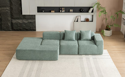 116.5" Sectional Sofa Full-compressed Sofa Couch Free-combined Sofa for Living Room, Green