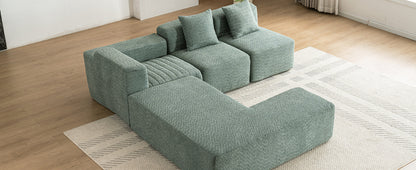 116.5" Sectional Sofa Full-compressed Sofa Couch Free-combined Sofa for Living Room, Green