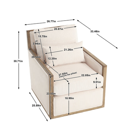 COOLMORE Corduroy Swivel Barrel Chair, Comfy Accent Sofa Chair for Living Room, 360 Degree Swivel Barrel Club Chair, Leisure Arm Chair for Nursery, Hotel, Bedroom, Office, Lounge (Beige)