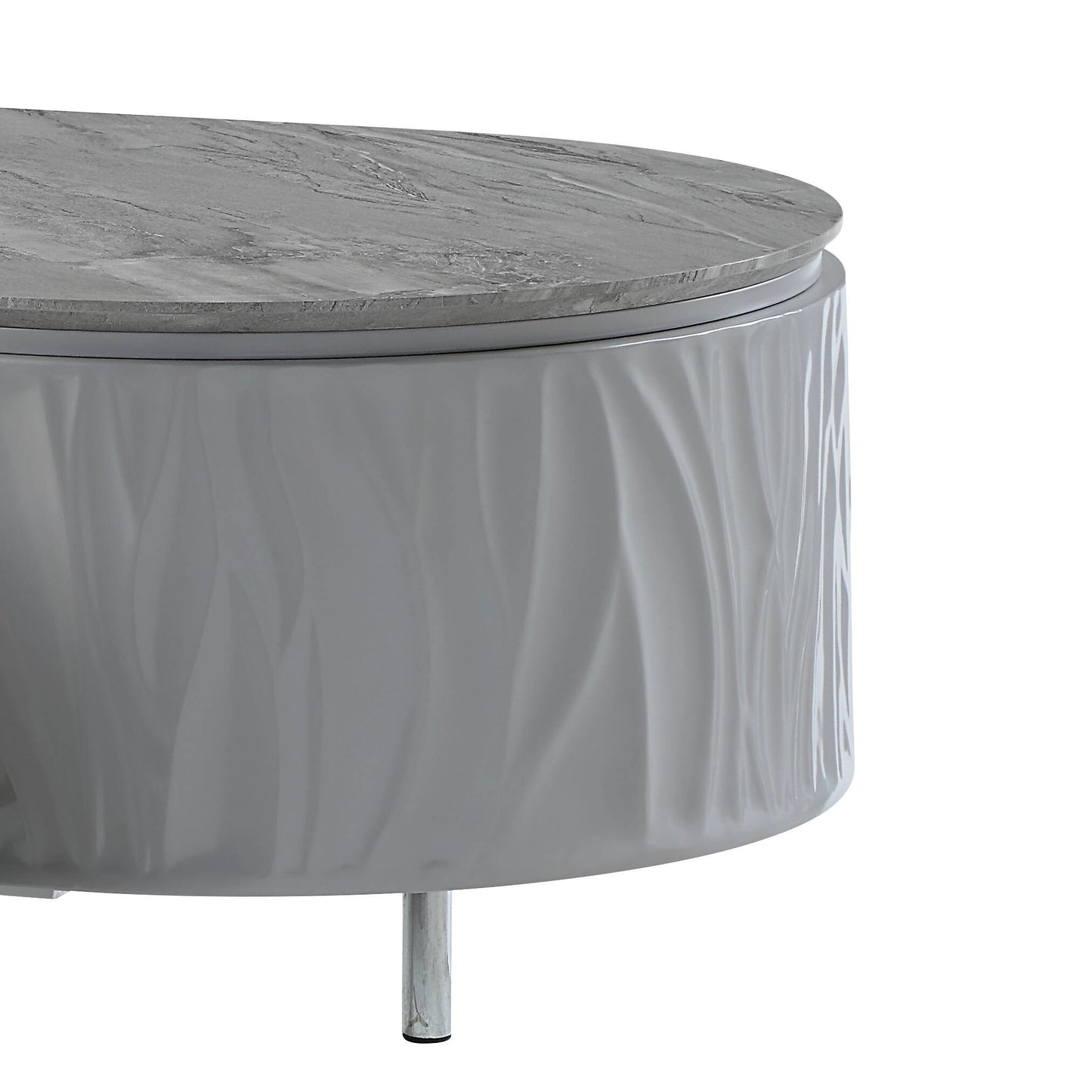 Yukino Gray High Gloss & Chrome Finish Coffee Table