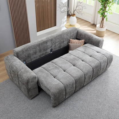 94.49''Sleeper Sofa, Sofa Bed- 2 in 1 Pull Out Couch Bed with Storage Chaise for Living Room, Sofa Sleeper with Pull Out Bed, Dark Grey Couch