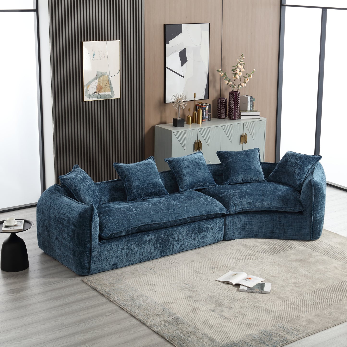 Modular Sectional Sofa, U-Shaped Couch with Sofa for five & Pillows, Modern Minimalist chenille Fabric Large Comfy Cloud Sofas, Living Room Furniture Sets