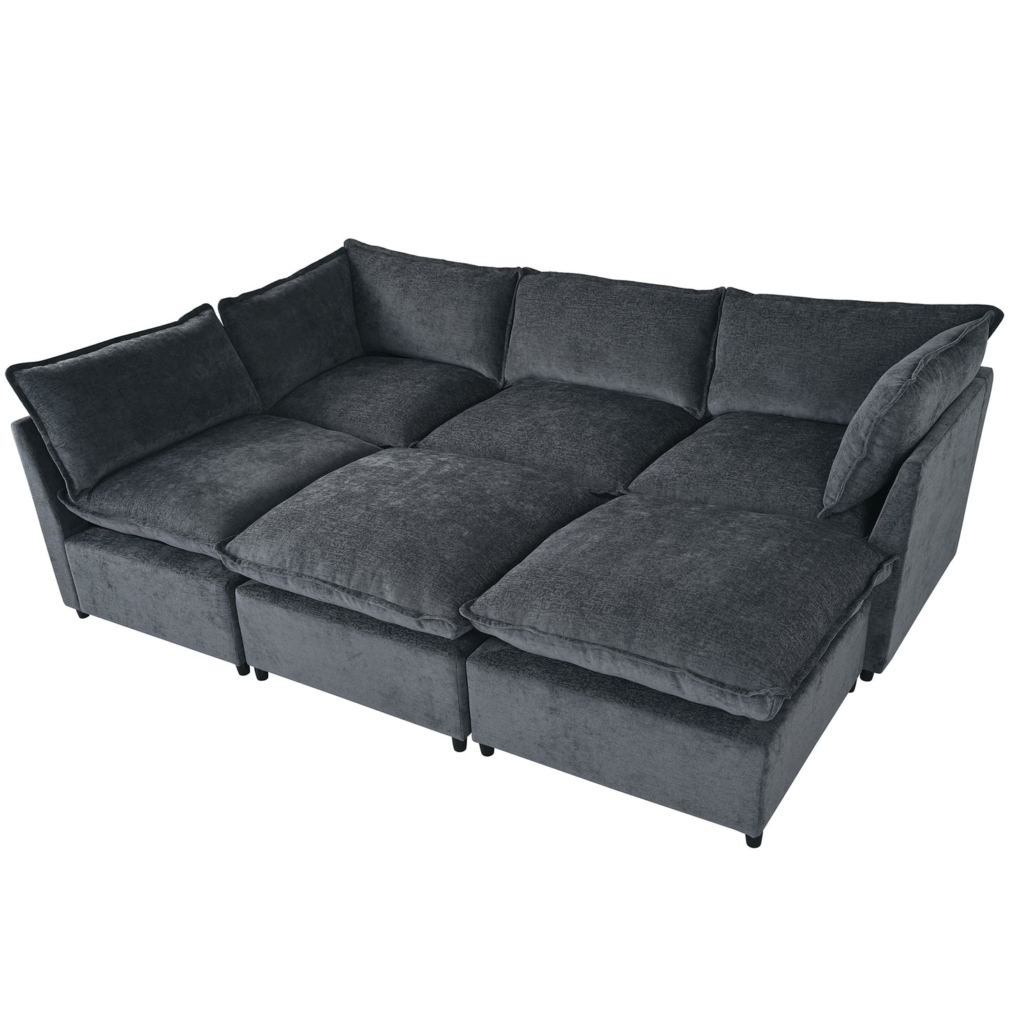 U_Style Modern Large U-Shape Sectional Sofa, 2 Large Chaise with Removable Ottomans, Convertible L-Shape Sectional Sofa with Stylish Piping Design,for Living Room,Spacious Space(Old SKU:WY000351AAE)