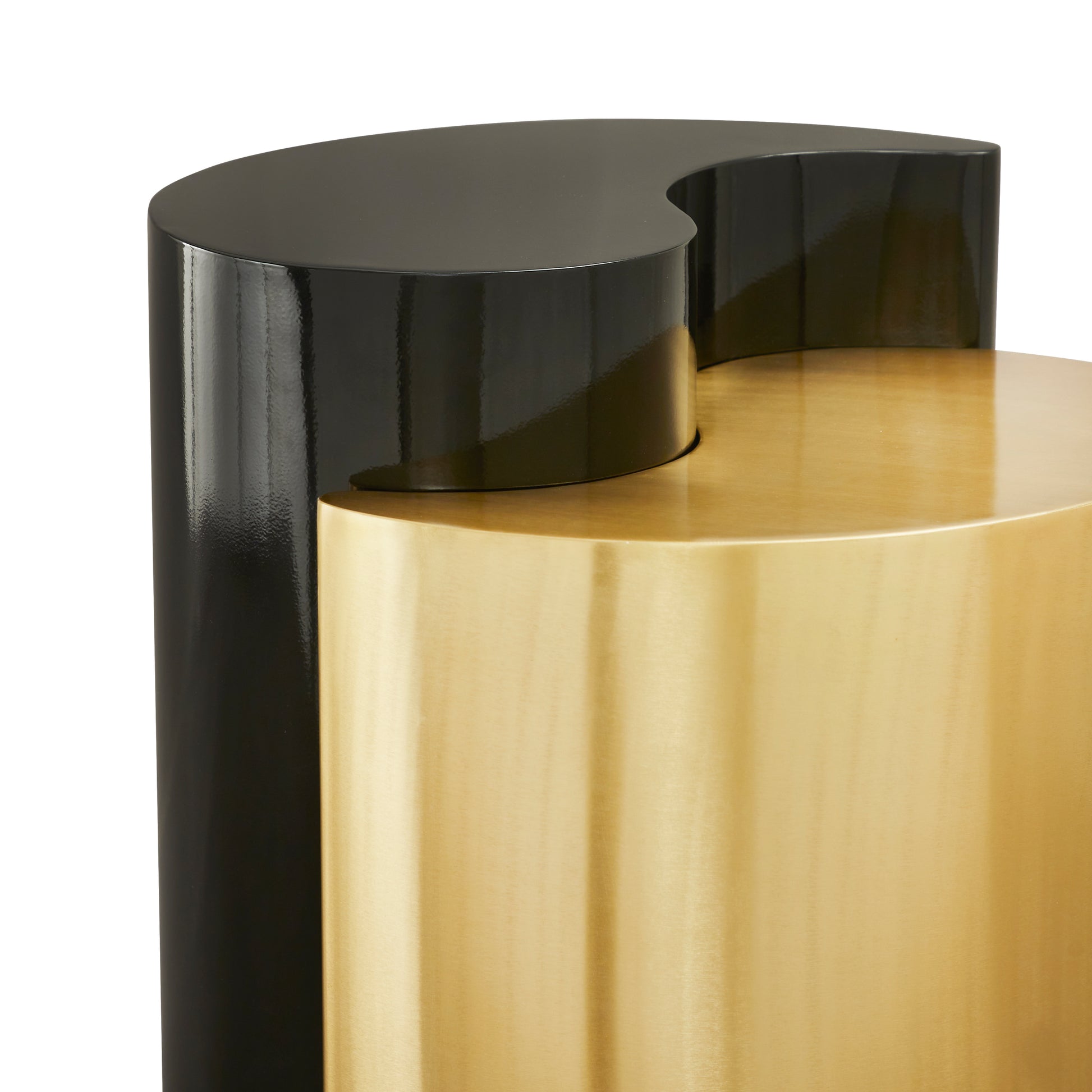 Ying Yang Modern & Contemporary Style 2PC End Table Made with Iron Sheet Frame in Black & Gold