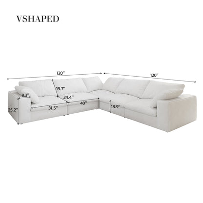 Cloud Modular Sectional Sofa with Storage Ottomans, Down Filled Comfort for Living Room