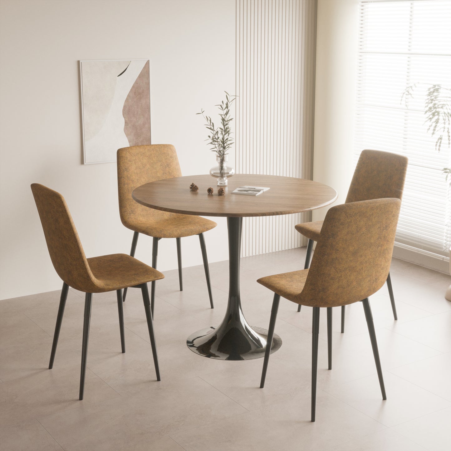 Round Modern Tulip Dining Table Set