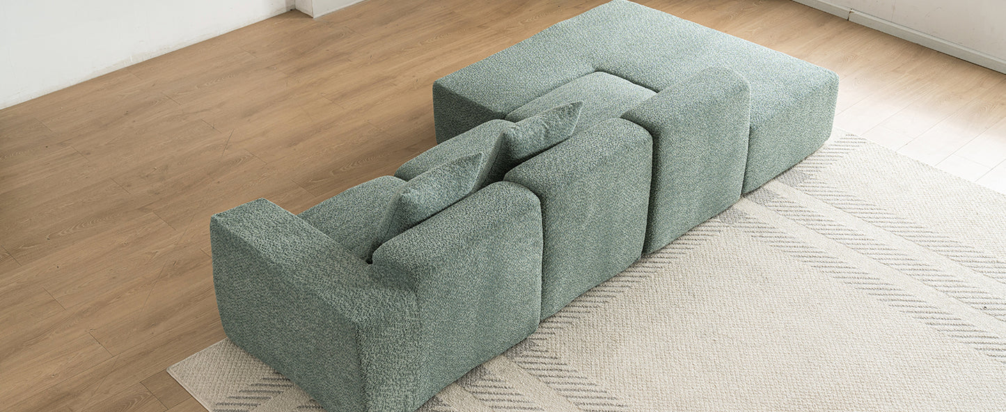 116.5" Sectional Sofa Full-compressed Sofa Couch Free-combined Sofa for Living Room, Green