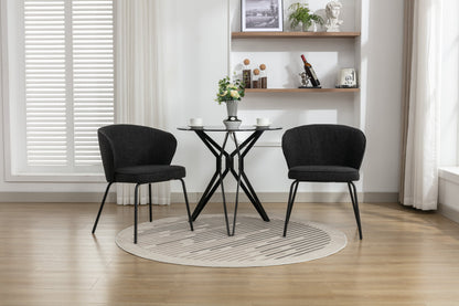 Retro Minimalist Modern Boucle Fabric Dining Chairs