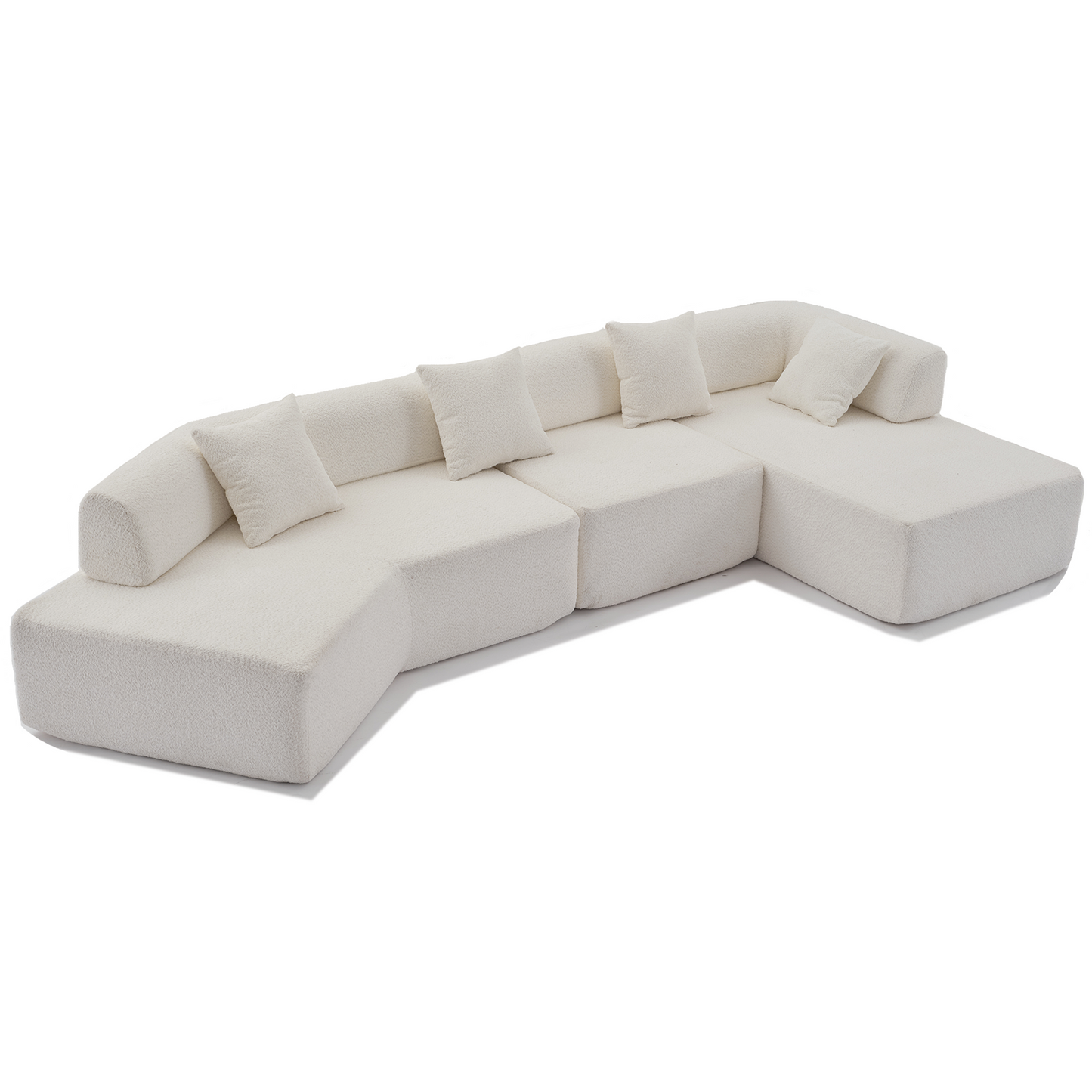 [NEW ARRIVED] [VIDEO PROVIDED]Modern Minimalist 140" L-Shape Couch ,No Assembly Required,Boucle,Modular Sofa ,Couch with Chaise,Free Combination Foam-Filled Sofa, 4 Seats,White