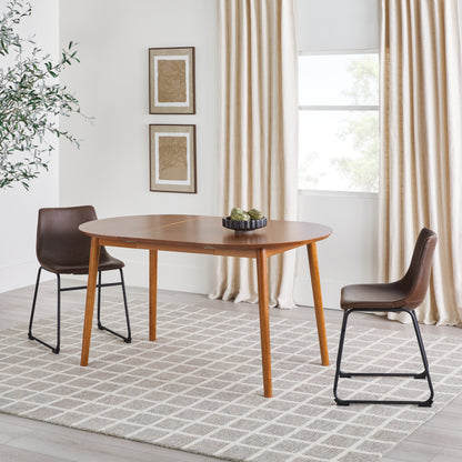 Mid-Century Damsel Extension Dining Table with Removable Leaf, Caramel