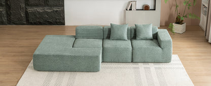 116.5" Sectional Sofa Full-compressed Sofa Couch Free-combined Sofa for Living Room, Green