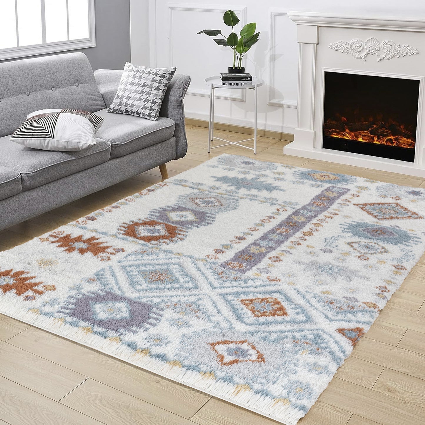 Loft Shag GC_CZY1007 Ivory 5 ft. 3 in. x 7 ft. Shaggy Area Rug