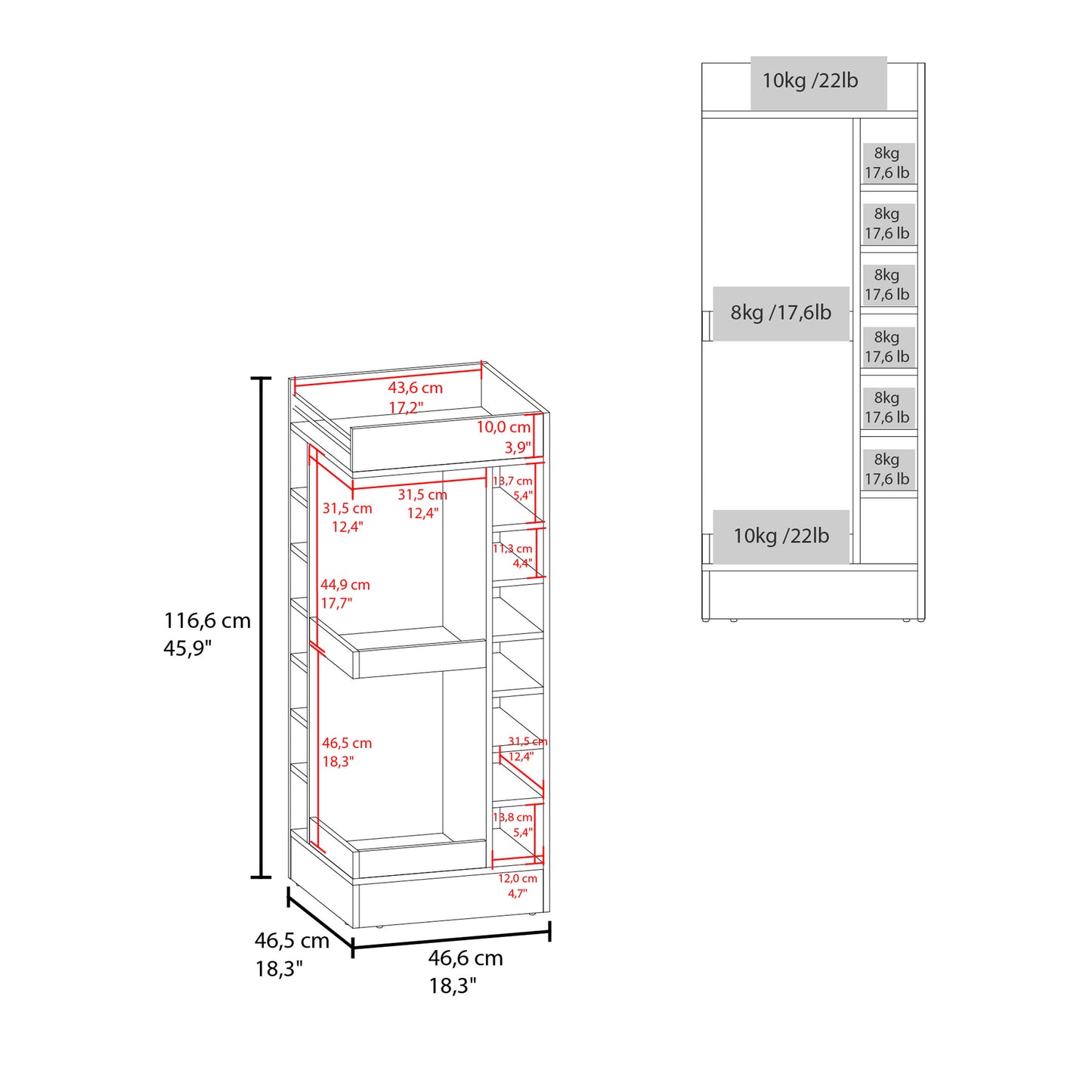 Lyman 46" Tall 3-Tier Corner Bar Cabinet with Fourteen Wine Bottle Cubbies, Living Room, Liquor Cabinet, Storage Cabinet Light Oak