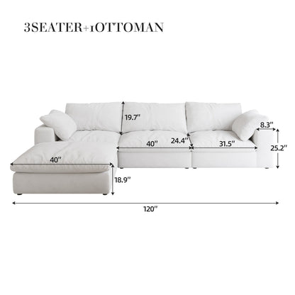 Cloud Modular Sectional Sofa with Storage Ottomans, Down Filled Comfort for Living Room