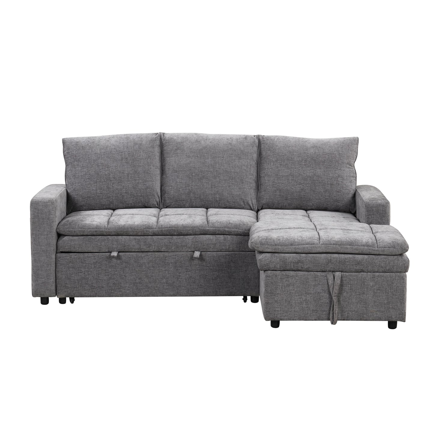 U_STYLE  Soft Upholstered Sectional Sofa Bed with Storage Space, Suitable for Living Rooms and Apartments.