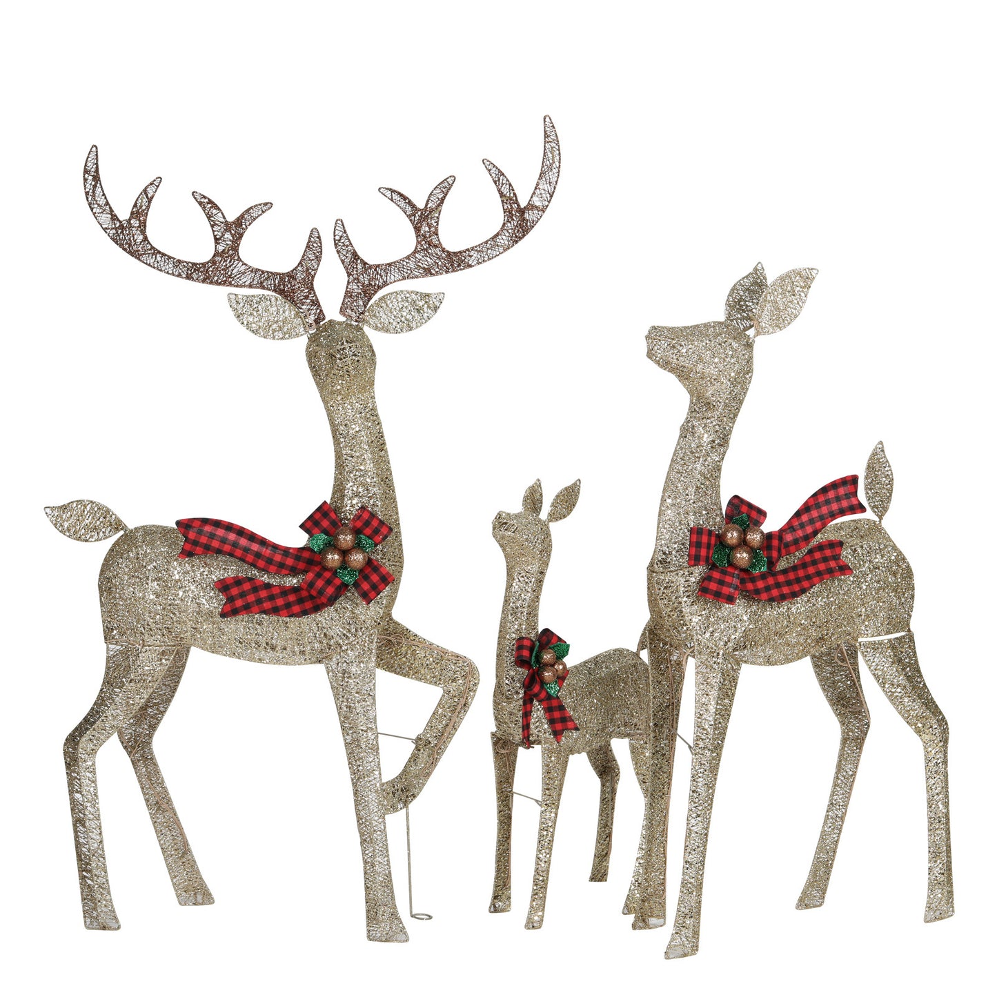 3-Piece Large Lighted Christmas Golden Reindeer Family Set, Christmas Indoor and Outdoor Decoration with 210 Warm LED Lights, Xmas Deer Yard Lights Decor for Yard Garden Lawn