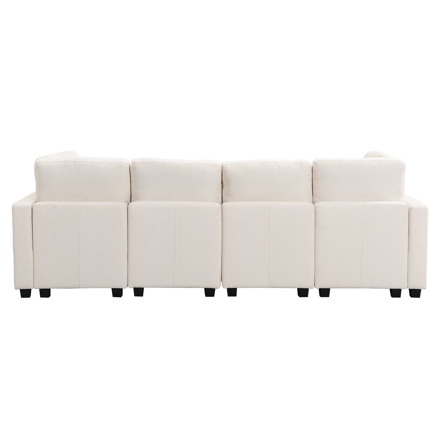 103" Sectional Sofa Couch Sofa Bed U-shaped Sofa with Two Movable Ottoman and Three USB Ports for Living Room, Beige