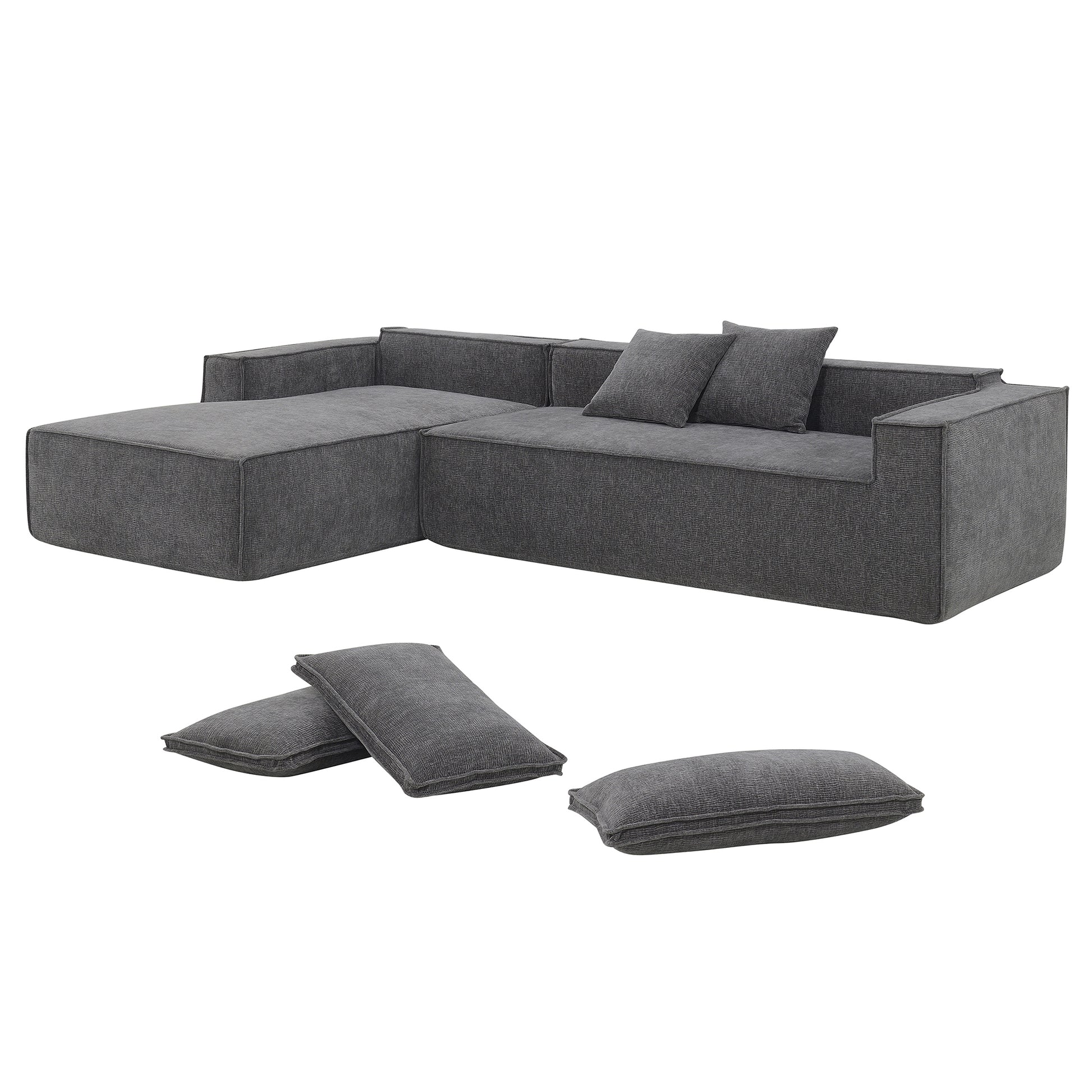 [VIDEO provided][New]111.5*72"Minimalist Style Modular Sectional Sofa,Wrinkle-resistant Chenille Couch Set,L-Shaped Sleeper Sofa Bed for Living Room,2 PIC Free Combination,No Assembly Require,3 Colors